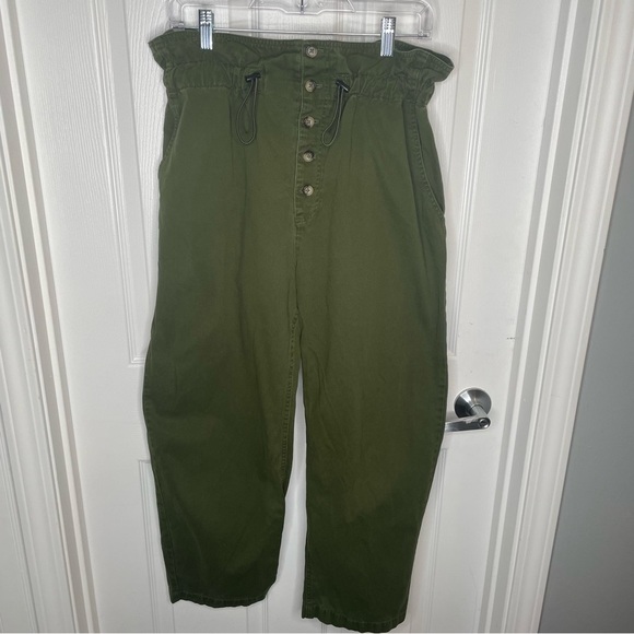 Urban Outfitters Terra Paperbag Ultra High Waisted Pants Y2K Grunge in Green L - Picture 2 of 12